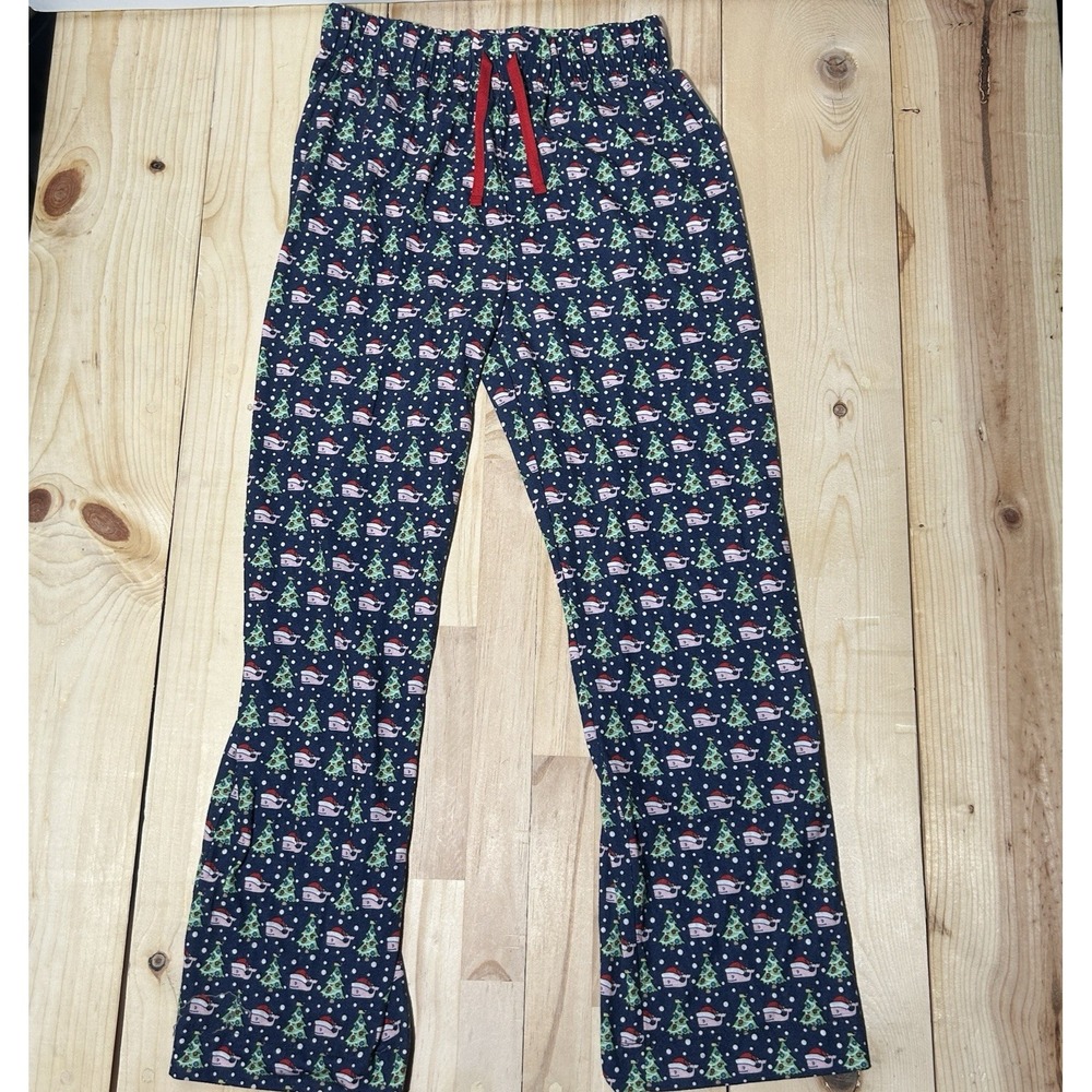 Vineyard Vines Boy's M (12-14) Santa Deep Bay Whale Christmas Tree Lounge Pants